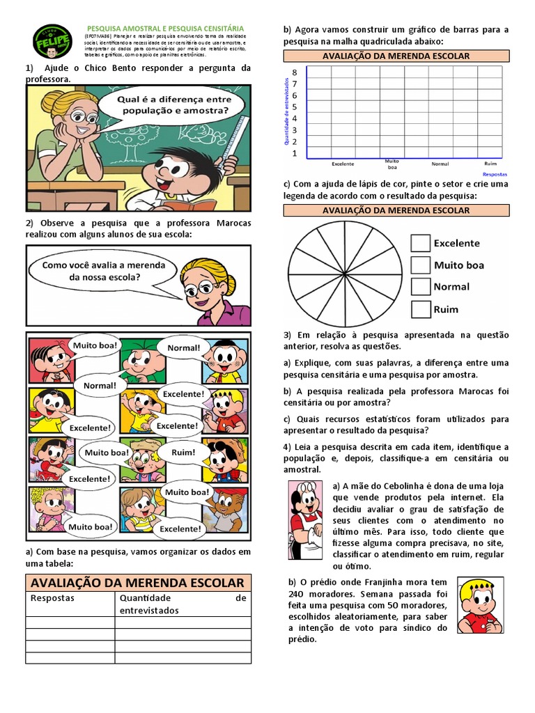 Pesquisa Censitária e Amostral: Atividades | PDF