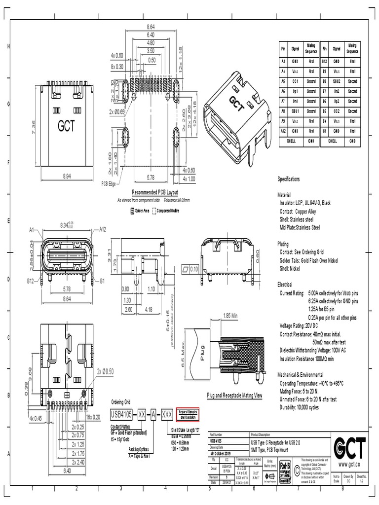 CN2 USB CON Usb4105-2448855 | PDF | Electrical Connector | Ac Power ...