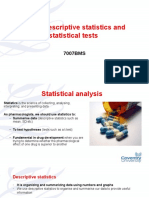 7007BMS PC Workshop Stats 2 Descriptive Statistics and Statistical Tests