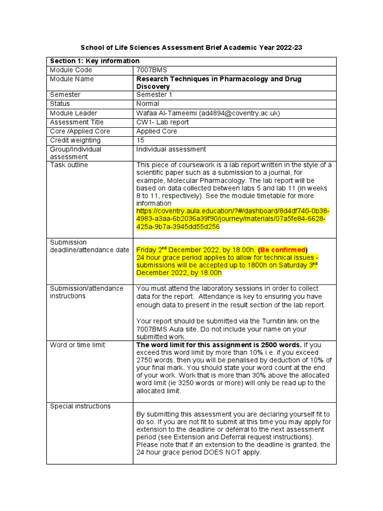 Lab Report Guidelines for Pharmacology Course | PDF | Academic ...