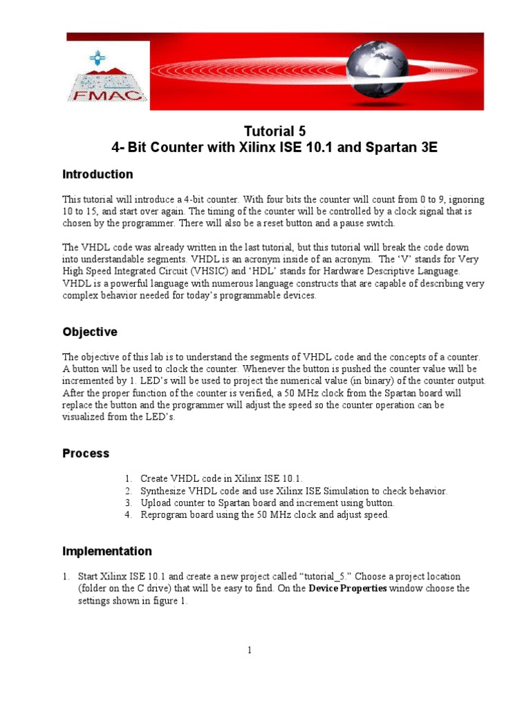 4-Bit Counter Tutorial with VHDL | PDF | Teaching Methods & Materials ...
