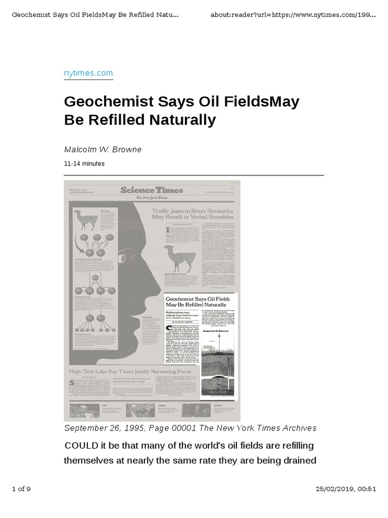 Natural Replenishment of Oil Fields | PDF | Social Science | Technology ...