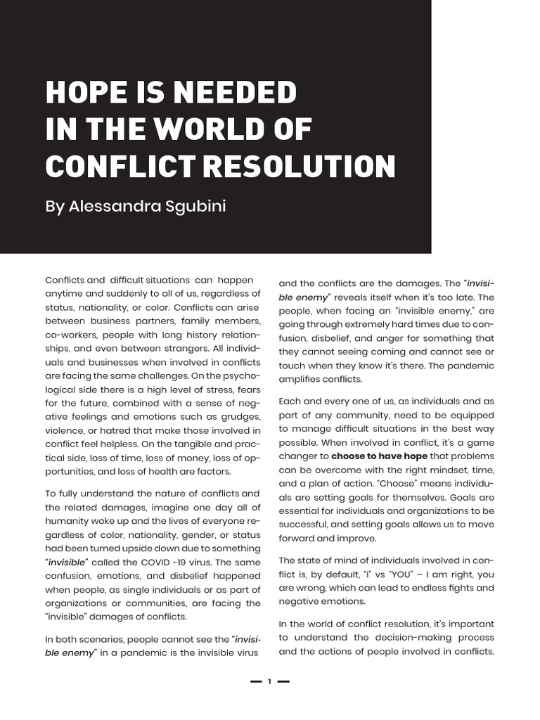 Hope Article | PDF | Hope | Conflict Resolution
