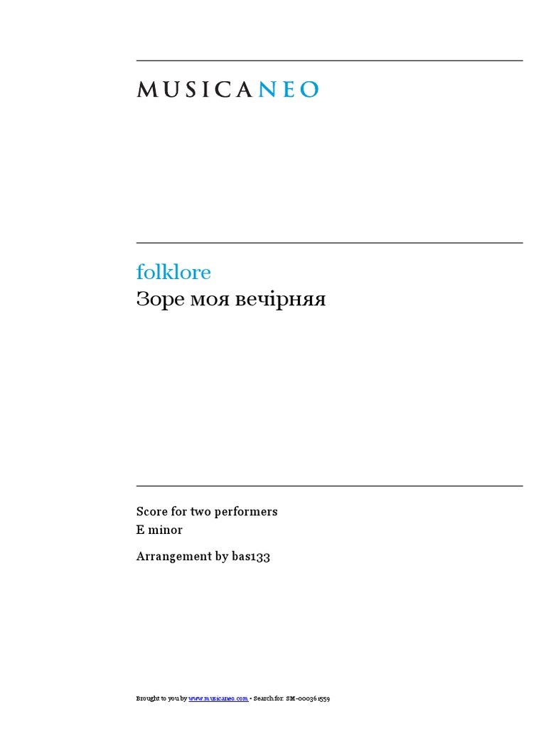 Folklore Score For Two Performers E Minor Arrangement by Bas133 PDF