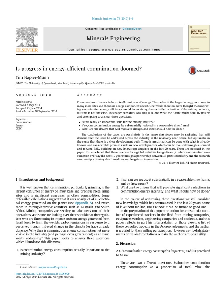 Is Progress in Energy-Efficient Comminution Doomed | PDF | Efficient ...