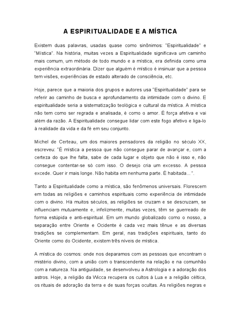 Mística e Espiritualidade: Conceitos e Diferenças | PDF | Misticismo | Deus