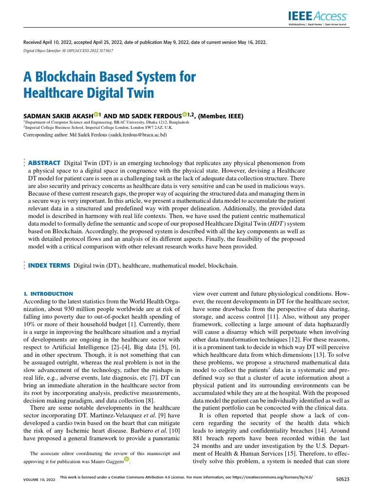 Blockchain-Enabled Healthcare Digital Twin | PDF | Surgery | Internet ...