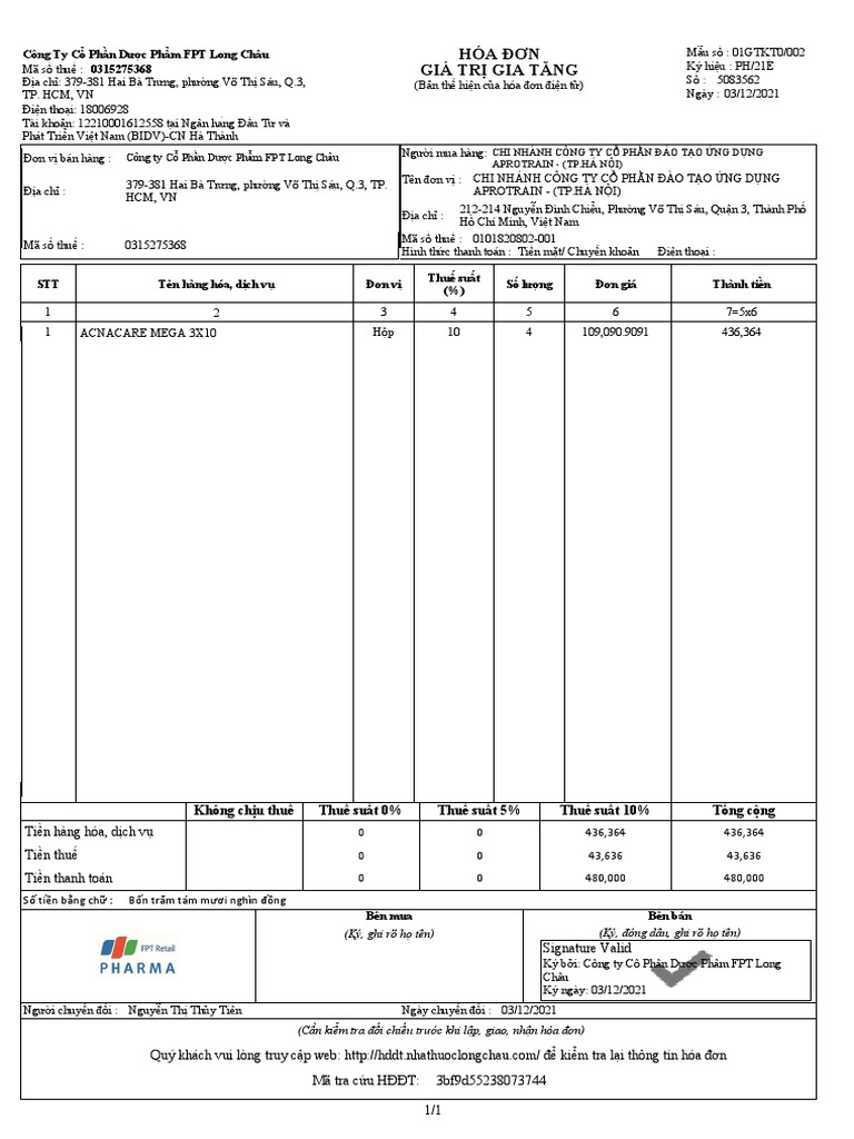 LongChau Invoice 38073744 | PDF