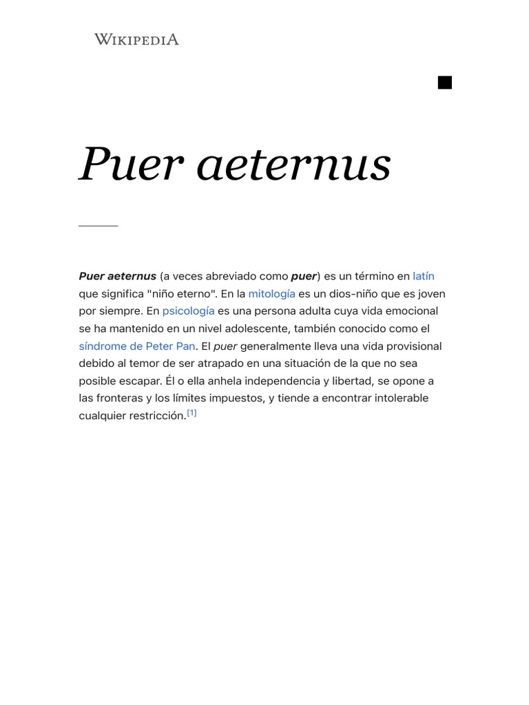 El concepto de Puer Aeternus en Jung | PDF | Psicologia analitica ...