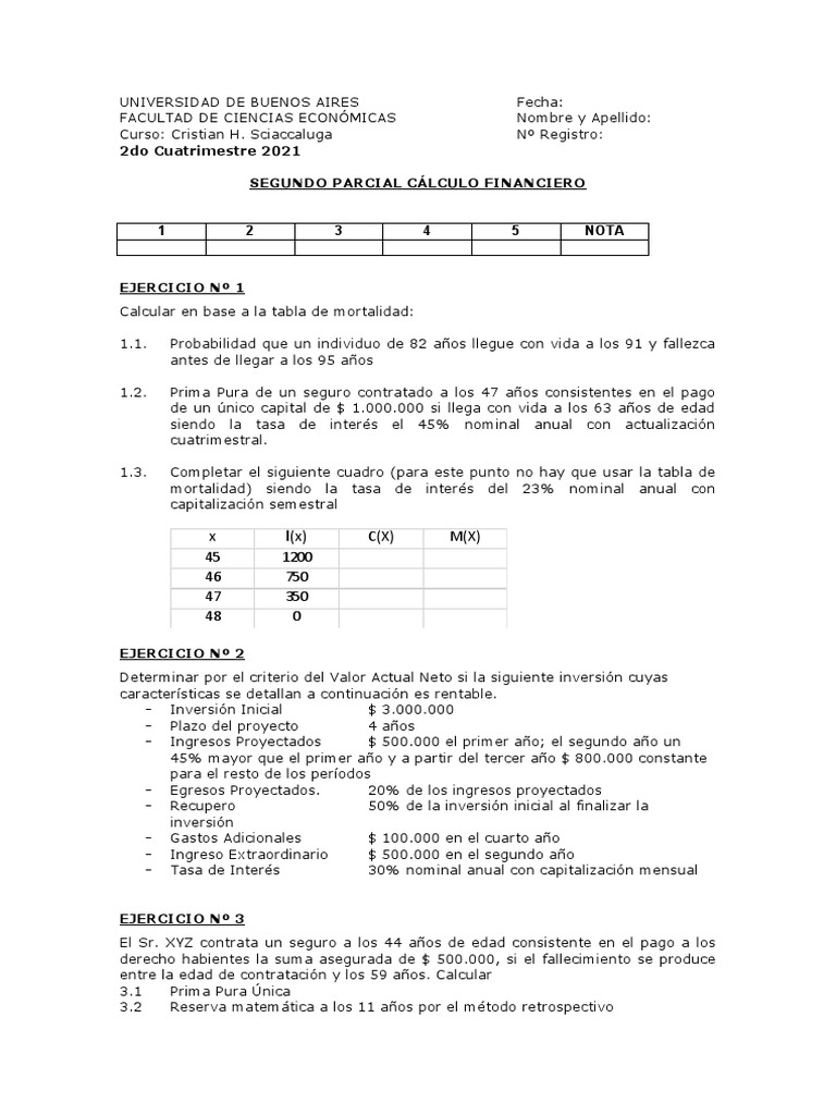 Ejercicios de Cálculo Financiero UBA | PDF | Finanzas y dinero