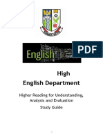 Higher Reading for Understanding, Analysis and Evaluation Study Guide