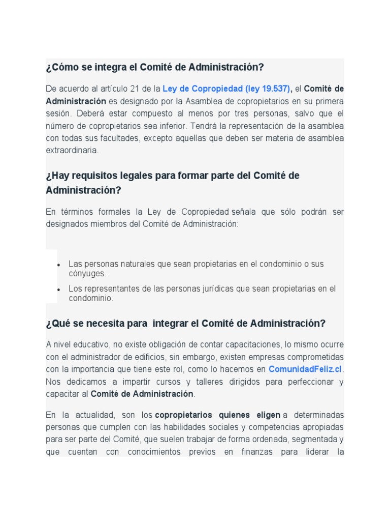 Cómo Formar Parte Del Comité de Administración | PDF | Condominio