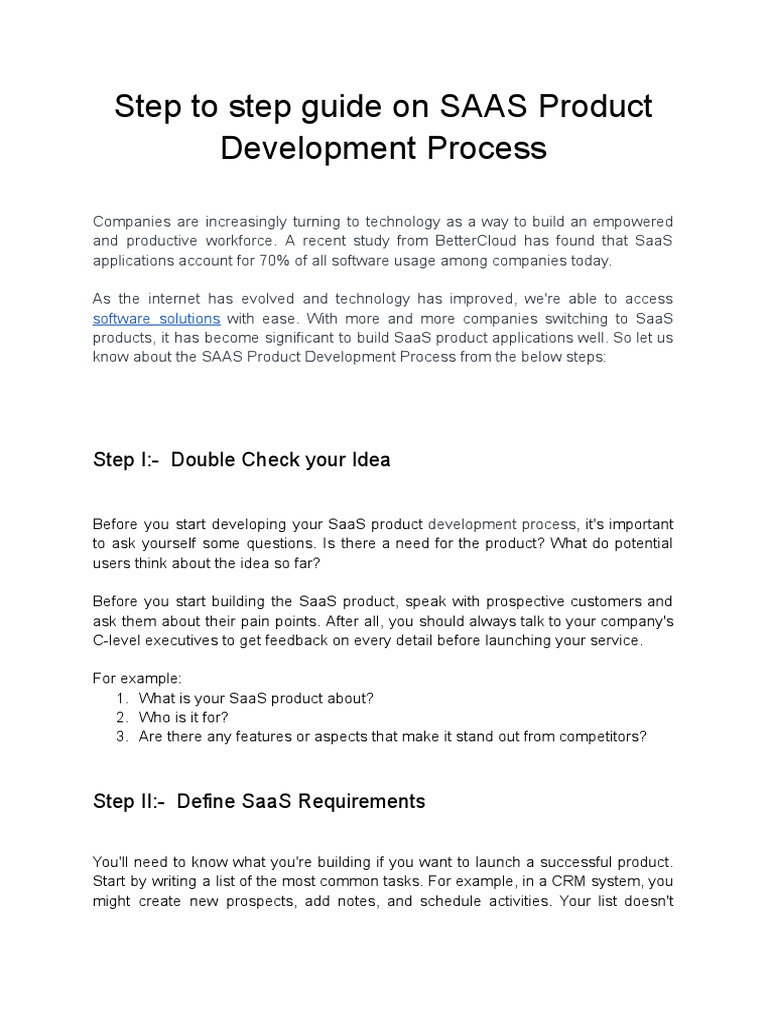SaaS Product Development Guide | PDF | Software As A Service ...