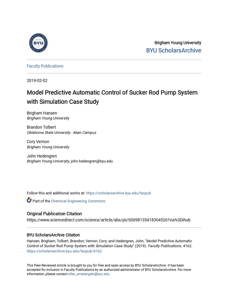 Model Predictive Control for Sucker Rod Pumps | PDF | Partial ...