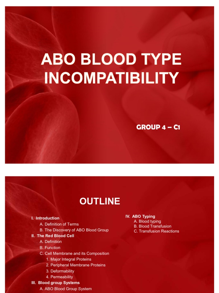 Group 4 C1 Abo Incompatibility PDF Blood Type Red Blood Cell