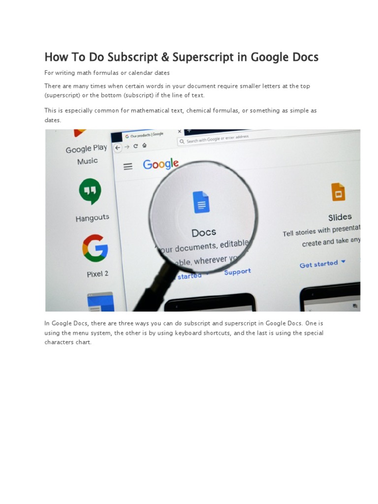 How To Do Subscript and Superscript in Google Docs | PDF | Software | Text