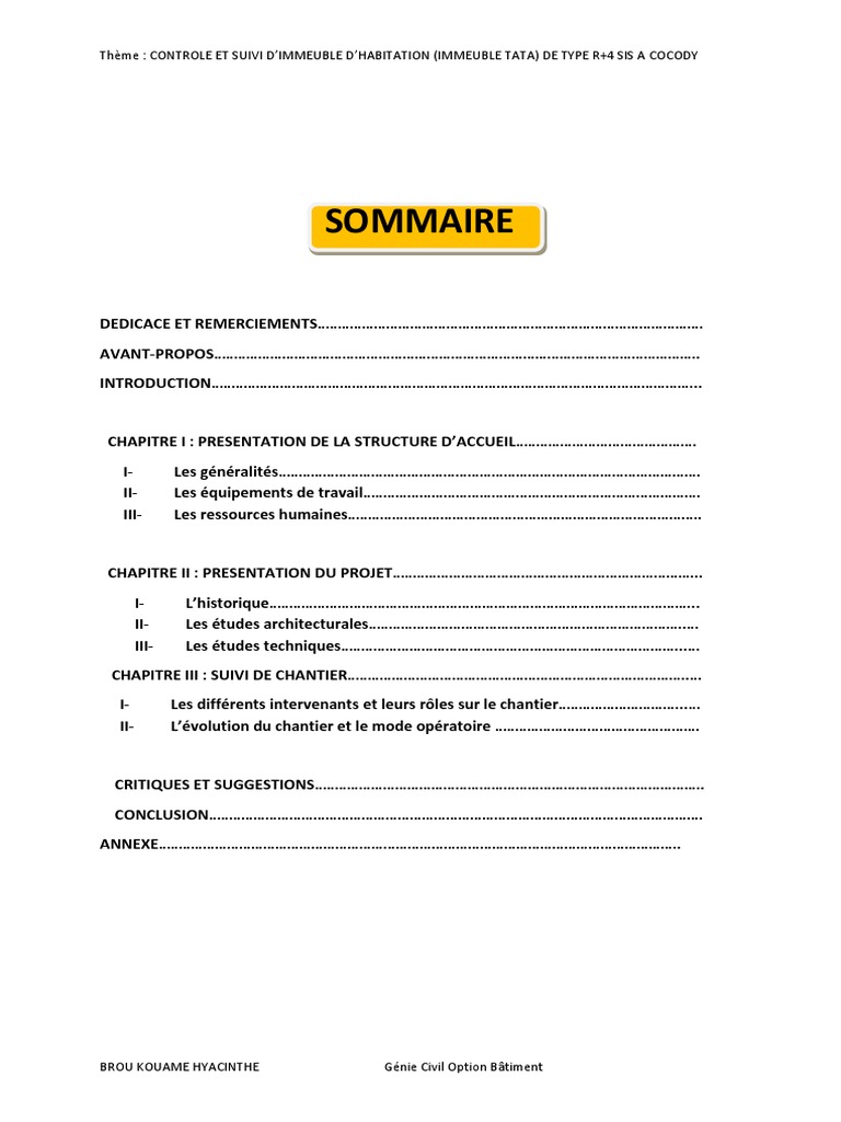 Dossier De Stage Page Pdf – Exemples de page de garde de rapport de ...