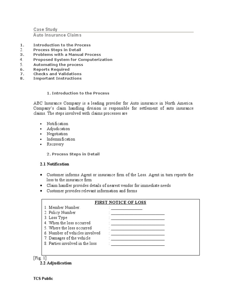 Varying scenarios for car accident insurance claims