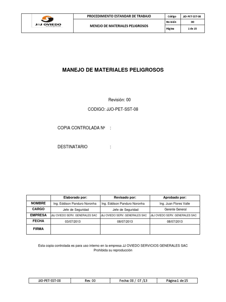 Manejo Seguro de Materiales Peligrosos | PDF | Mercancías peligrosas ...