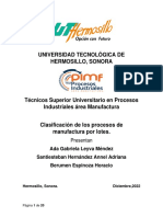 Clasificación de Los Procesos de Manufactura Por Lotes.