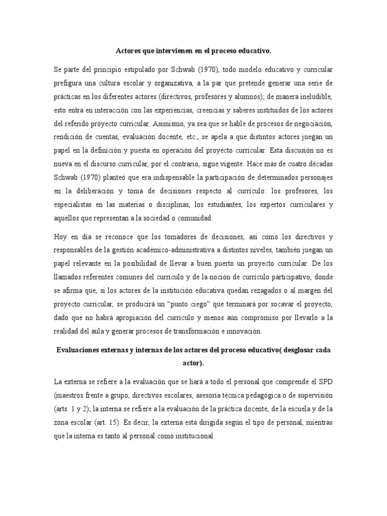 Actores y Evaluación en Gestión Educativa | PDF | Plan de estudios ...