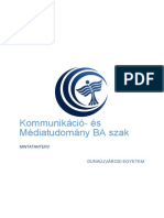 Kommunikció És Médiatudomny BA Mintatanterv 2021