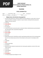 FINAL EXAM - TAXATION For Exam