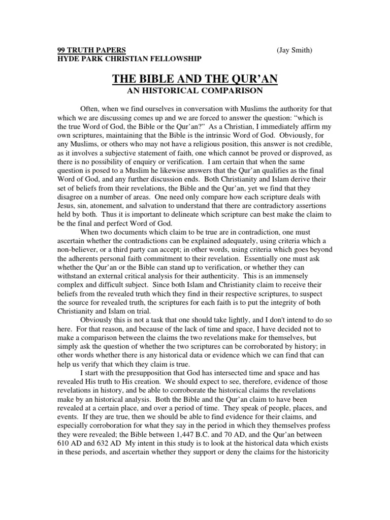 Bible vs Quran Historical Comparison New Testament Quran