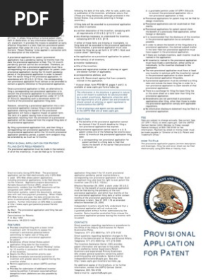 Provisional Application for Patent - Brochure