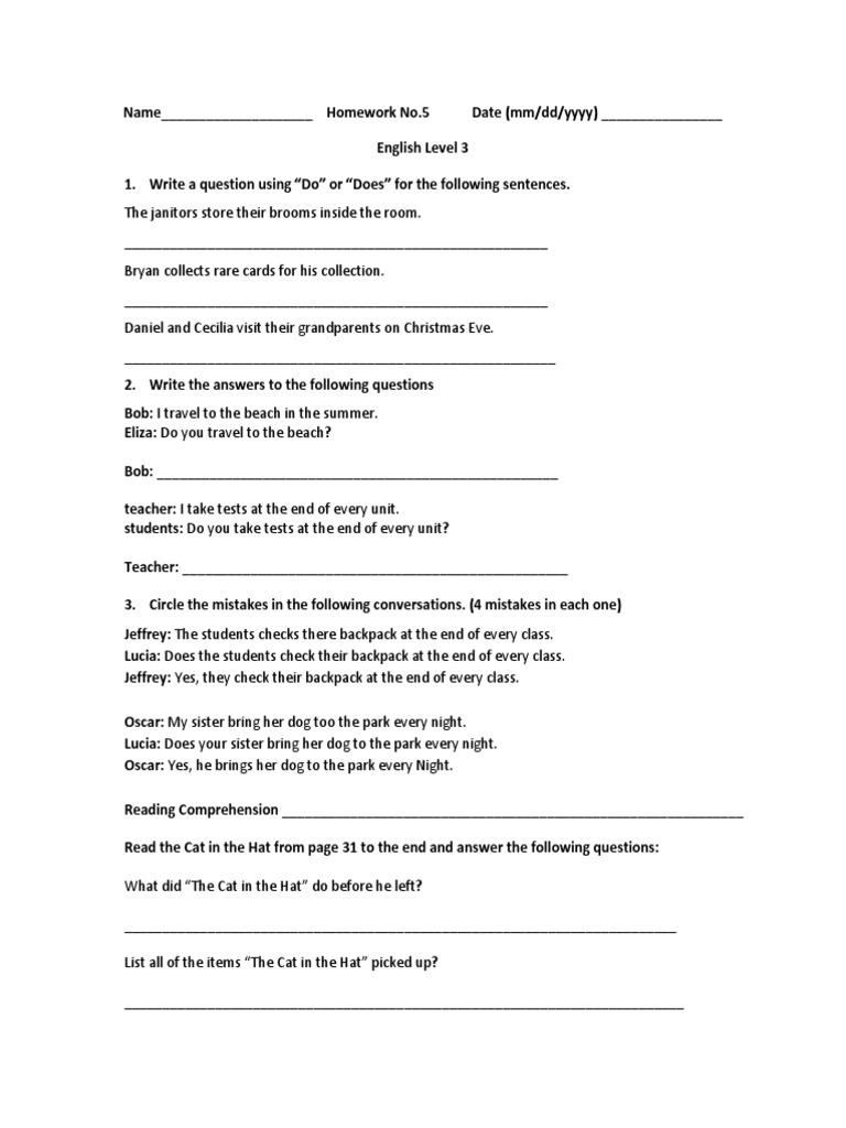 Homework No 5 Level 3 | PDF | Foreign Language Studies
