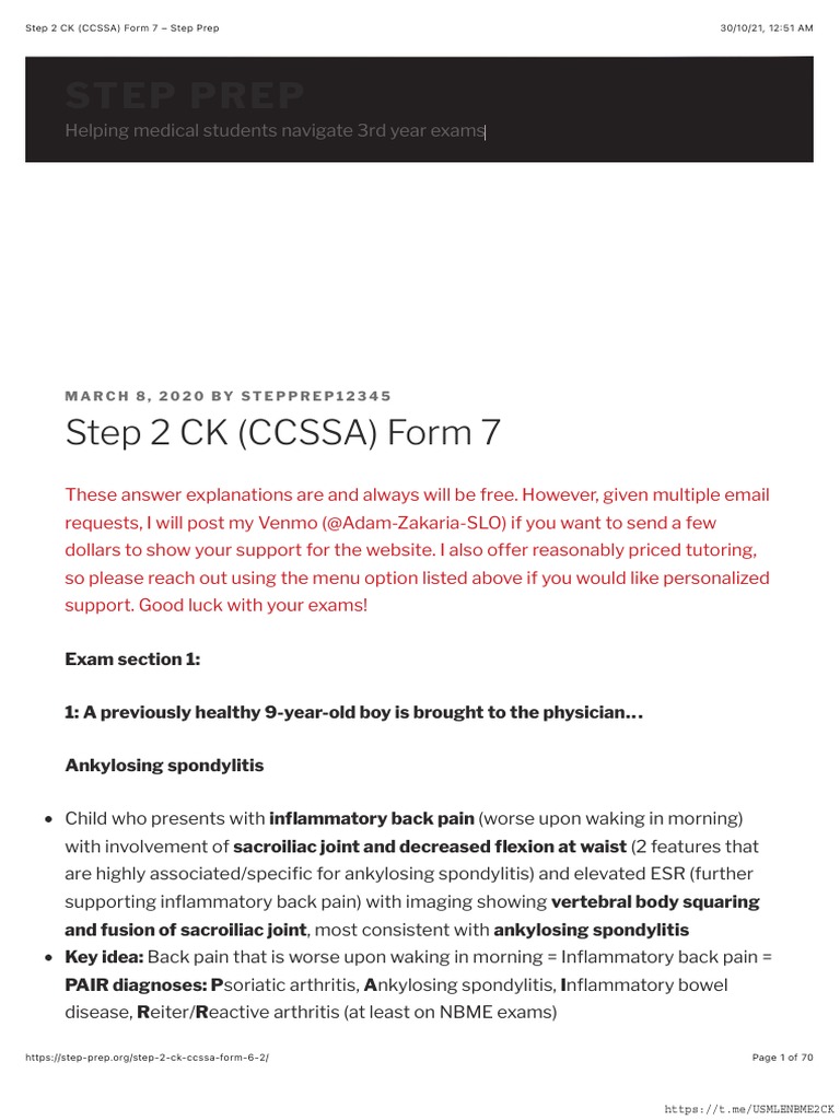 Step 2 CK CCSSA Form 7 Insights | PDF | Angiotensin | Opioid