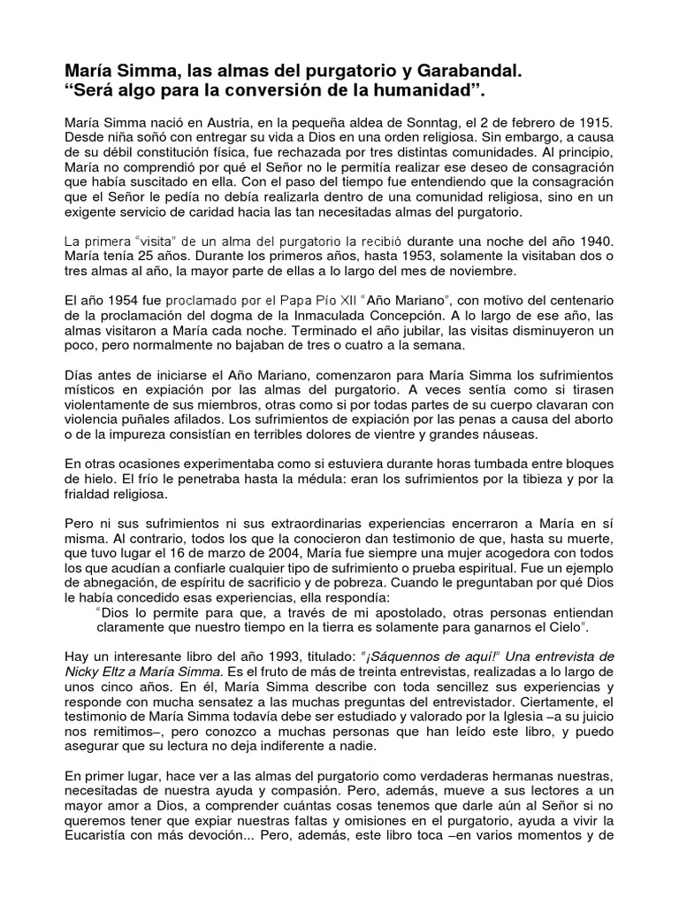 Almas Del Purgatorio Maria Simma | PDF | María, madre de Jesús | Purgatorio