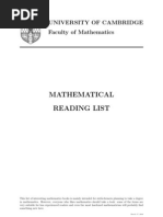 Mathematics Reading List Cambridge