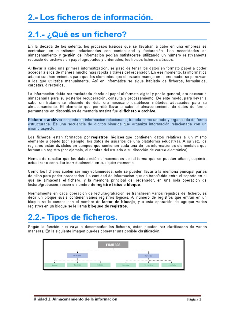 Unidad 1 Almacenamiento De La Información Pdf