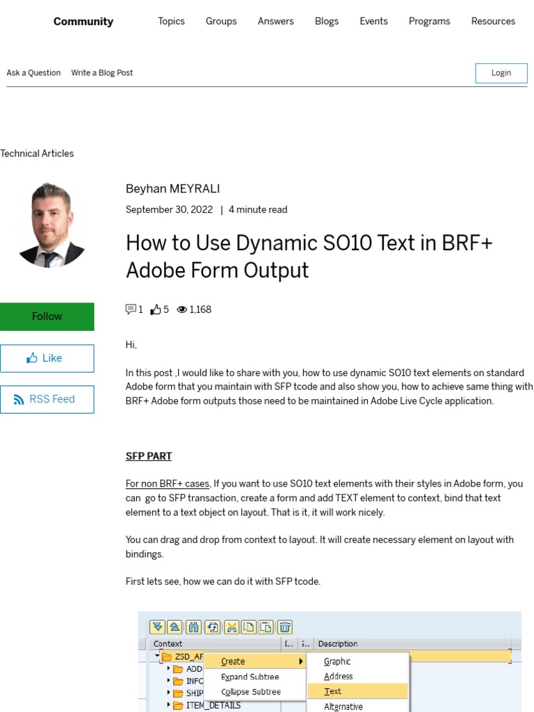 How To Use Dynamic SO10 Text in BRF+ Adobe Form Output SAP | PDF ...