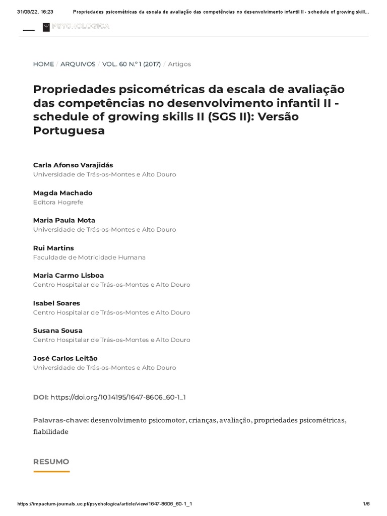 Psychometric Properties of the Portuguese Version of the Schedule of ...