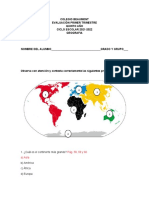 Examen de 5o de Geografía Primer Trimestre 21-22