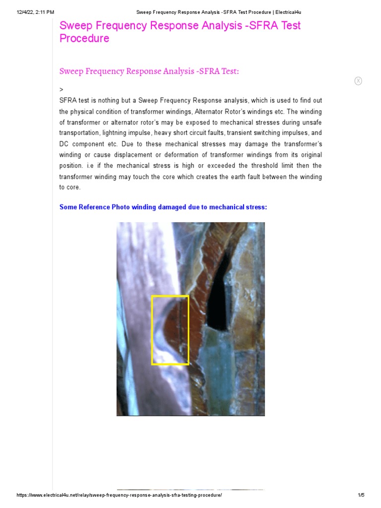 Sweep Frequency Response Analysis SFRA Test Procedure Electrical4u