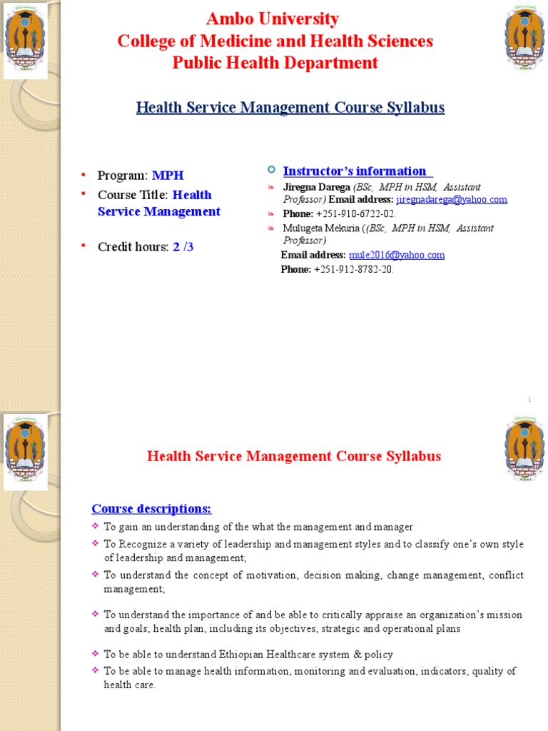 Health Service Management Syllabus | PDF | Leadership | Health Care