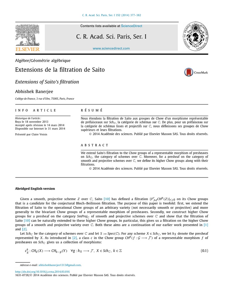Extensions of Saito's Filtration PDF Mathematical Relations Algebra