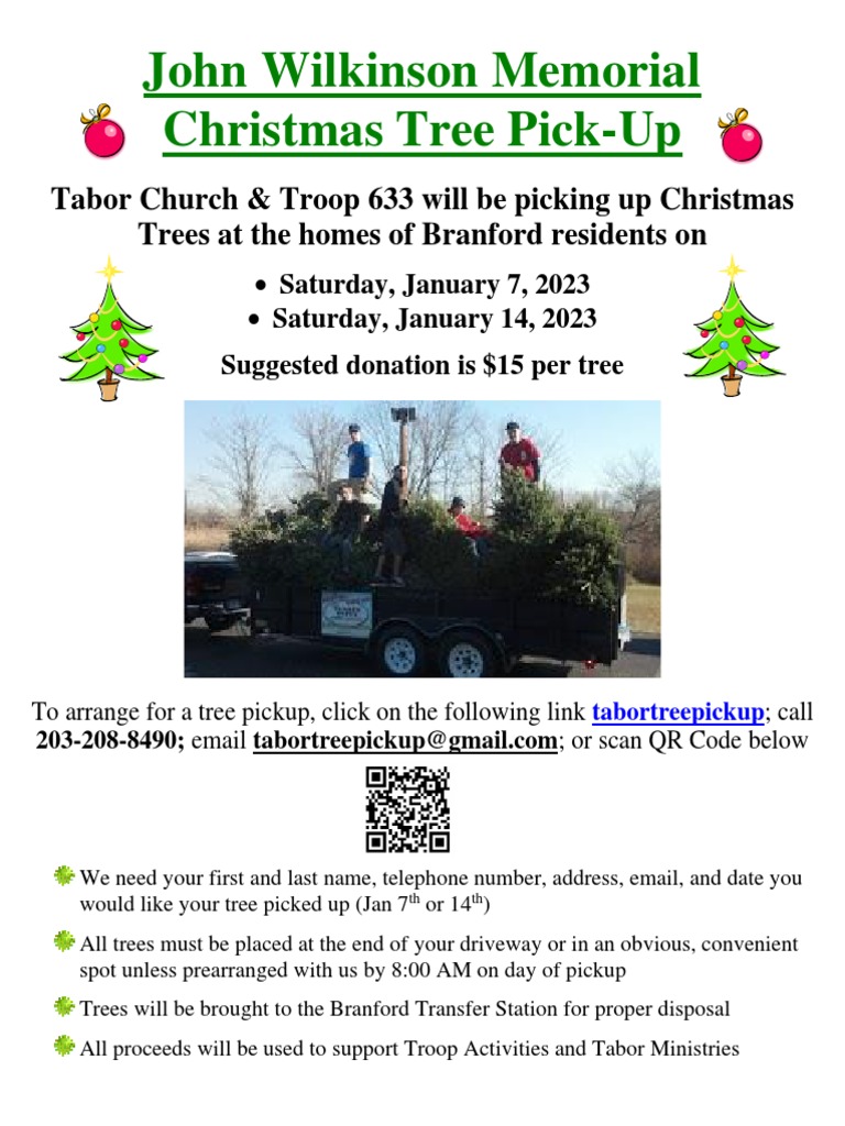 2023 John Wilkinson Memorial Christmas Tree PickUp Flyer PDF