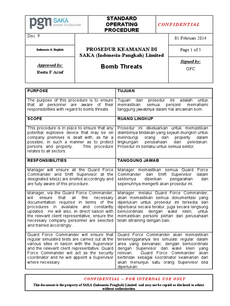 BOMB THREAT PROCEDURE | PDF