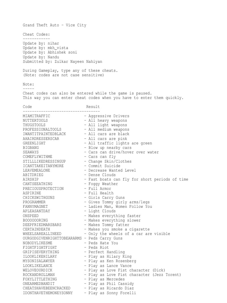 Cheat Code Grand Theft Auto Cheating In Video Games Computer File - vice city roblox id