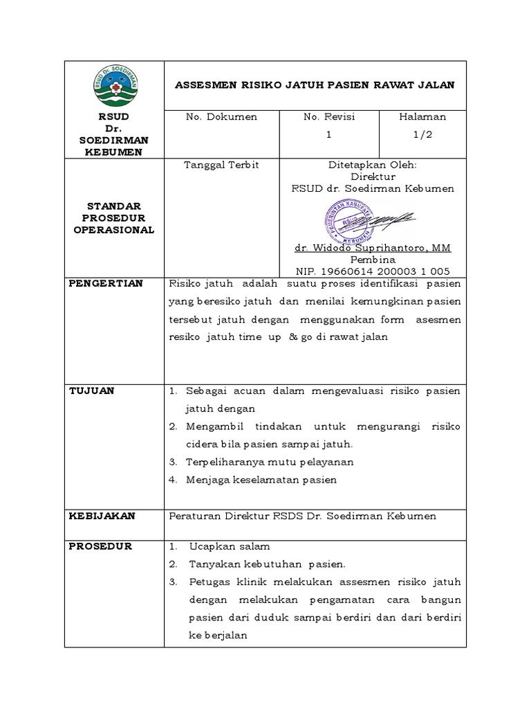 Spo Resiko Jatuh Di Instalasi Rawat Jalan 1 Pdf
