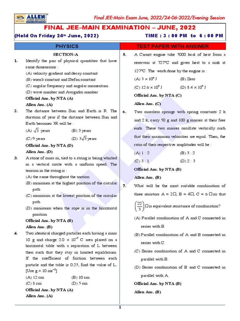 All Jee Physics | PDF | Waves | Electron