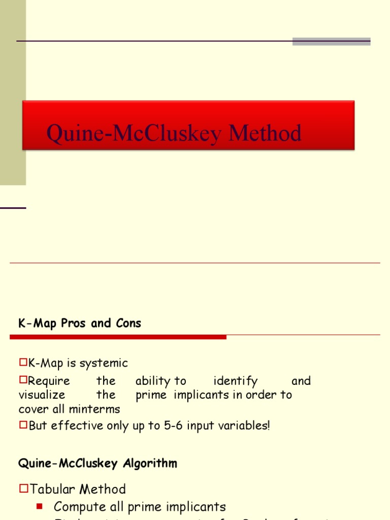 Quine-McCluskey Method Explained | PDF | Applied Mathematics | Theory ...