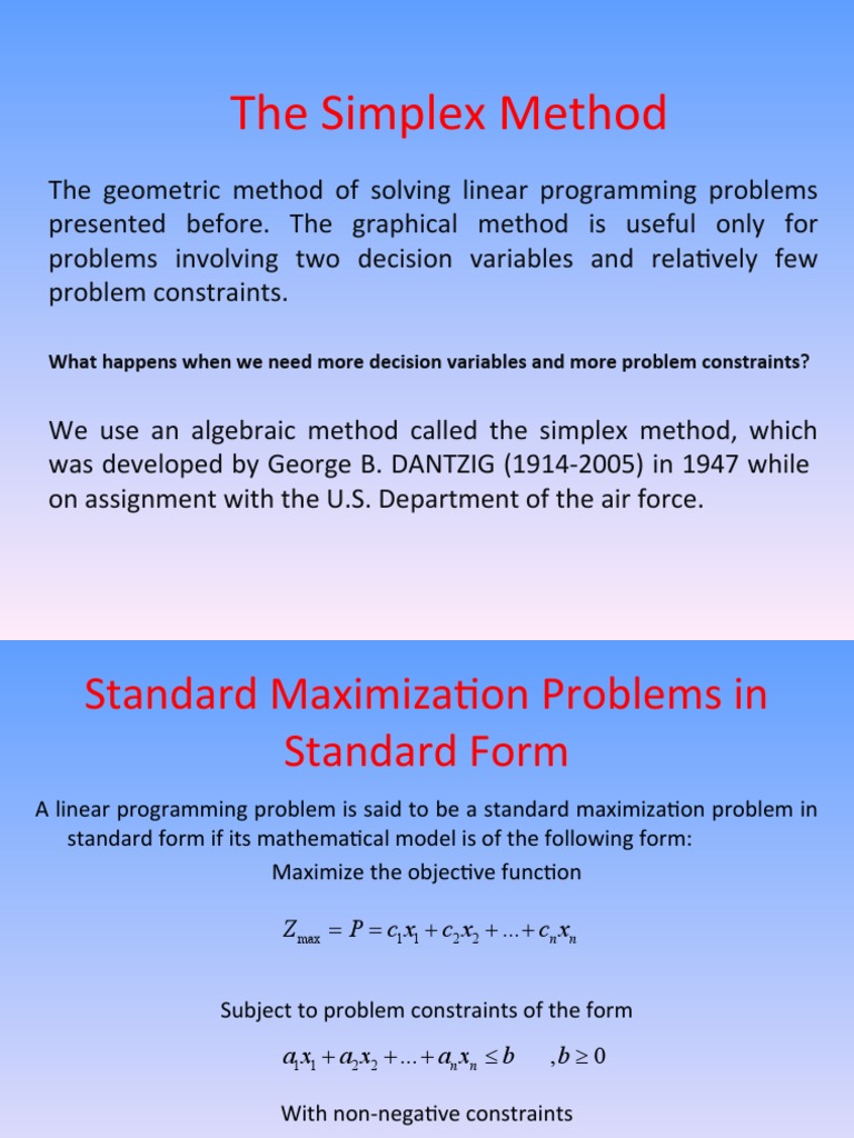 4-The Simplex Method | PDF | Linear Programming | Theoretical Computer ...