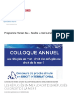 Les Réfugiés en Mer - Droit Des Réfugiés Ou Droit de La Mer - Programme Human Sea - Rendre La Mer Humaine