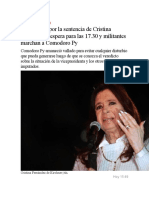 Expectativa Por La Sentencia de Cristina Kirchner: Se Espera para Las 17.30 y Militantes Marchan A Comodoro Py