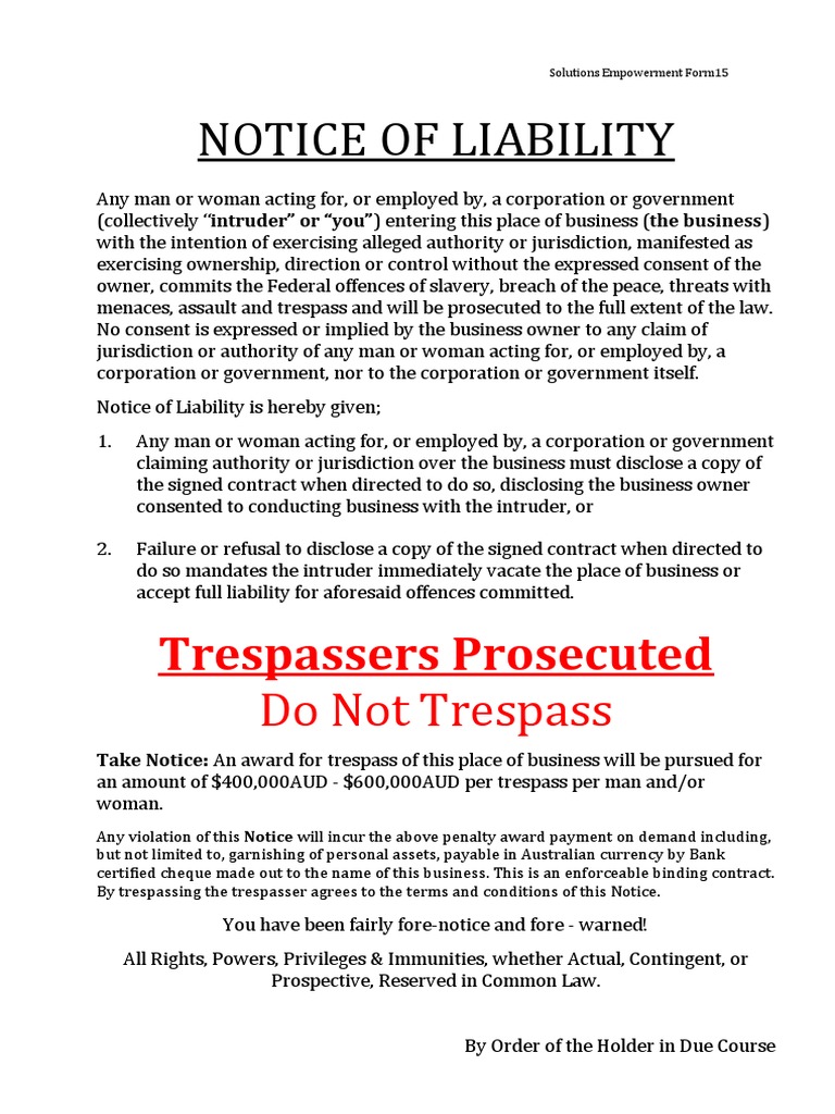 Notice of Liability | PDF